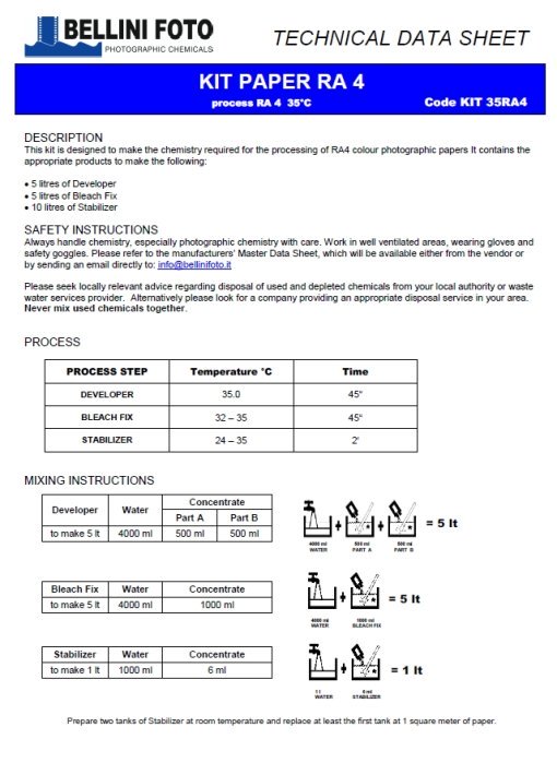 BelliniFoto's RA4 5 Litre Kit ~ Best Chemistry, Best Price - Image 2