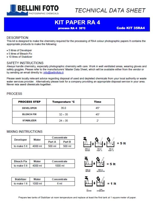 BelliniFoto's RA4 Kit ~ Best Chemistry, Best Price ~ 5 Litre Kit - Image 2