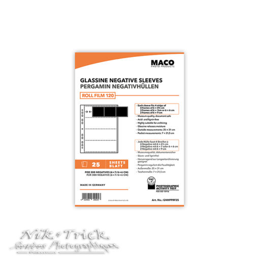 Negative Glassine Storage Sleeves 120 Medium Format (6x6, 6x7) ~ 25 Sheets