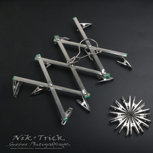 Stainless Steel Collapsible Film Hanging Frame for Drying 10 films c/w Bottom Clips - Image 2