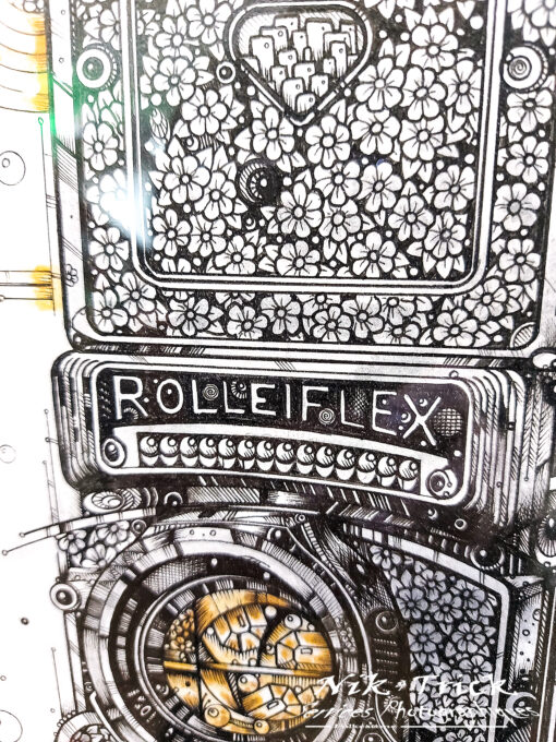 Rolleiflex 2.8f Planar Pen & Ink Drawing ~ Fine Art Print of Unique Original Art - Image 4