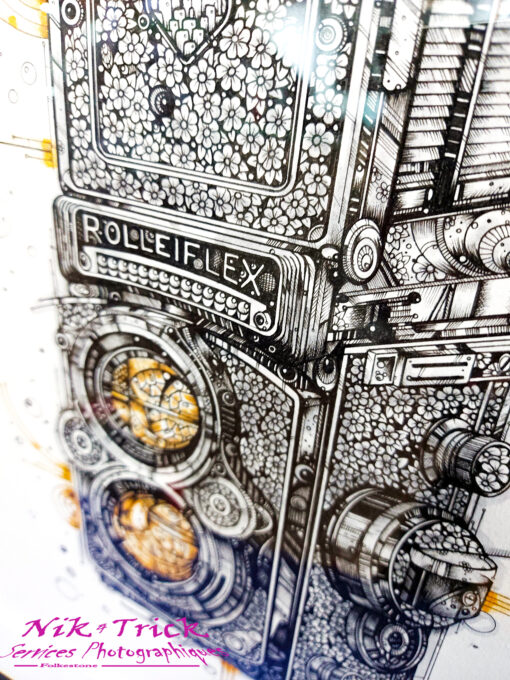 Rolleiflex 2.8f Planar Pen & Ink Drawing ~ Fine Art Print of Unique Original Art - Image 5