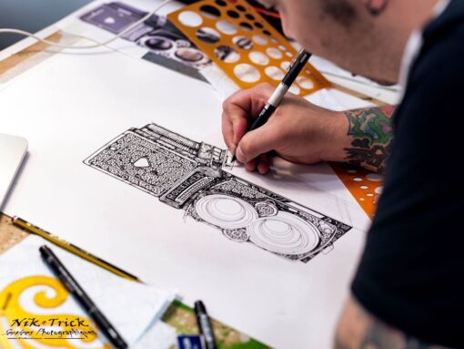Rolleiflex 2.8f Planar Pen & Ink Drawing ~ Fine Art Print of Unique Original Art - Image 2
