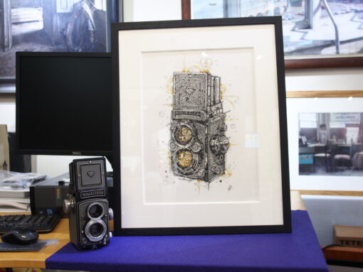 Rolleiflex 2.8f Planar Pen & Ink Drawing ~ Fine Art Print of Unique Original Art - Image 3