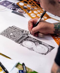 Alternative view of Rolleiflex 2.8f Planar Pen & Ink Drawing ~ Fine Art Print of Unique Original Art