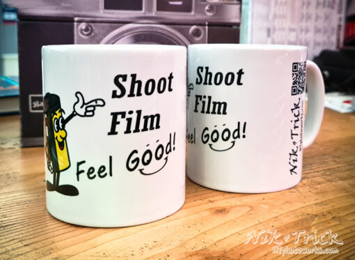 The Nik & Trick "Shoot Film, Feel Good!" Mug Why not...it's true! So have a drink on us!